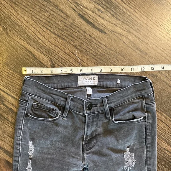Frame Black Distressed Jeans Denim 24 EUC Rexford - Picture 2 of 8